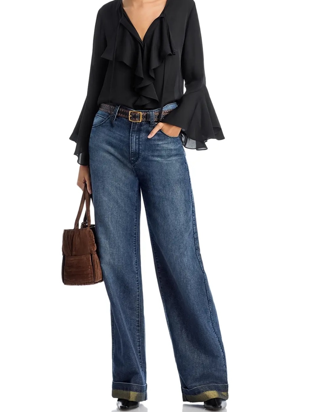 Kobi Halperin Wide-Leg Jeans in Dark Blue Wash